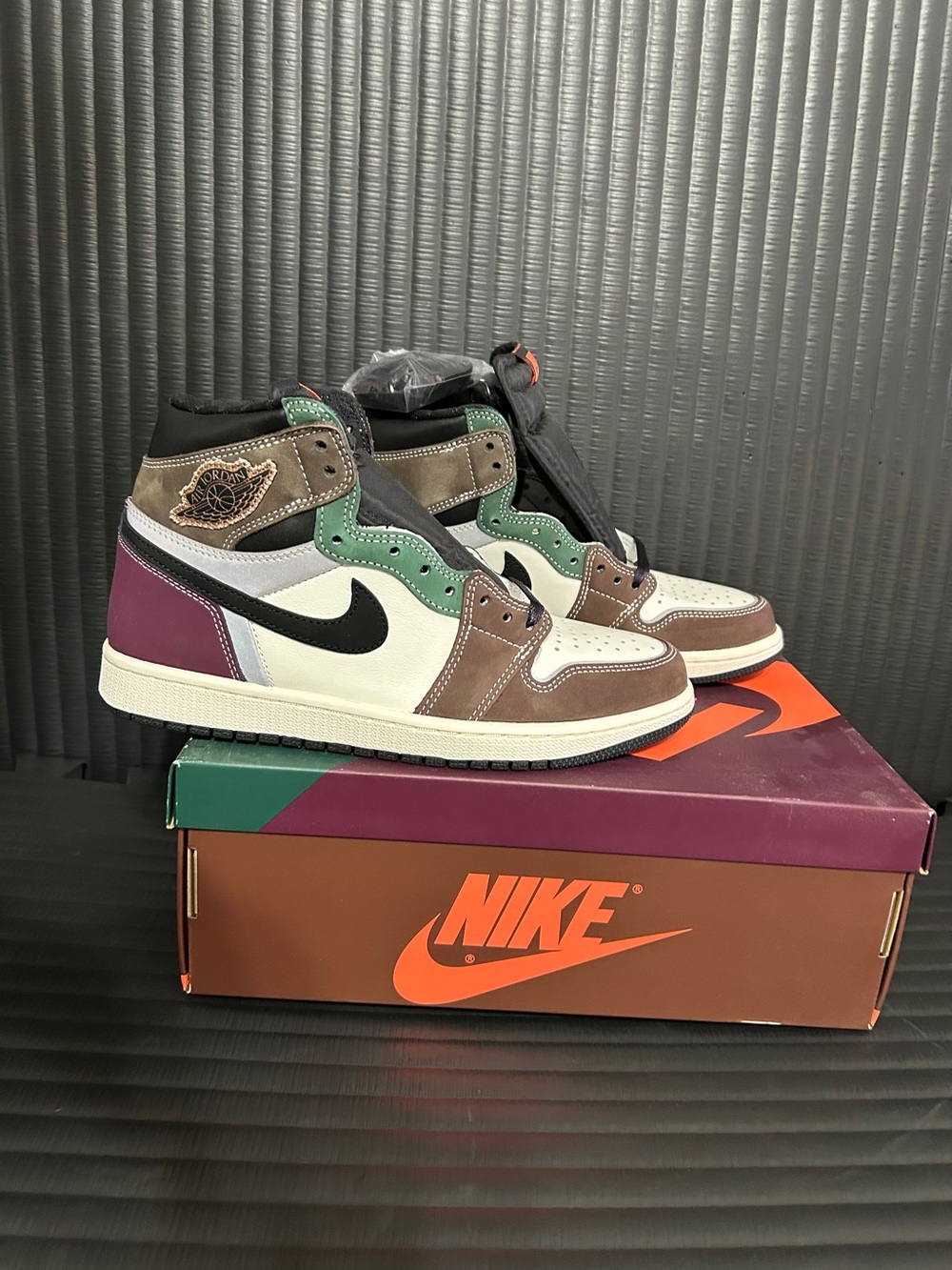 Nike Air Jordan 1 Mid Brown Green Black White Purple Men's Sneakers